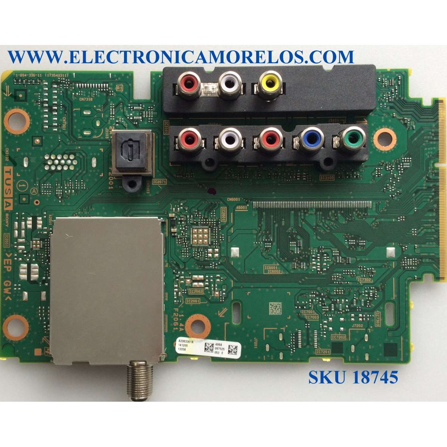 MAIN PARA TV SONY/ NUMERO DE PARTE A-2063-361-A / 1-894-336-11 / A2063361A / 173543311 / A2063361A 499A / PANEL T500HVF04.3 / DISPLAY T500HVN08.0 / MODELO KDL-50W700B / KDL-60W630B PARTE SUSTITUTA A-1989-741-A